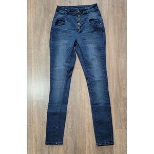Delias Skyler Skinny Blue Jeans High Waisted Button Fly Juniors Size 3/4